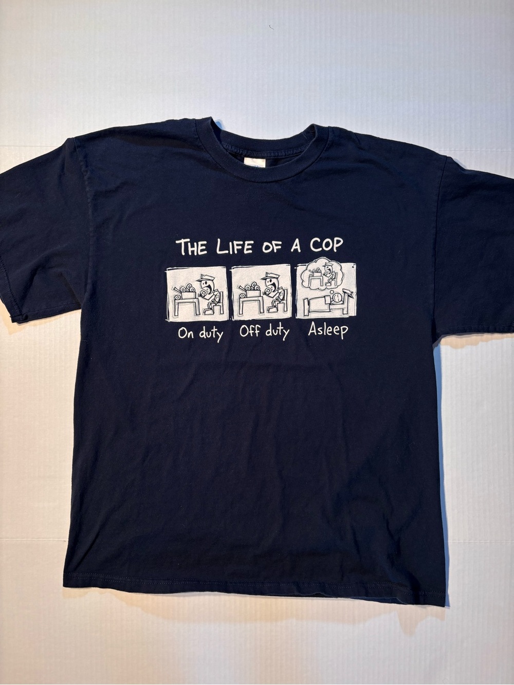 Vtg Life of a Cop Police Doughnut Y2K Humor Skater Comic Strip T-Shirt Sz XL